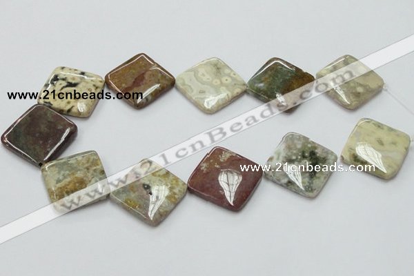 COS27 15.5 inches 30*30mm diamond ocean stone beads wholesale