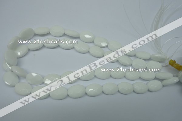 CPB339 15 inches 15*20mm faceted oval white porcelain beads