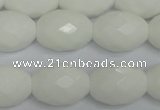 CPB49 15.5 inches 15*20mm faceted rice white porcelain beads