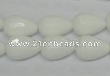 CPB52 15.5 inches 12*16mm faceted teardrop white porcelain beads