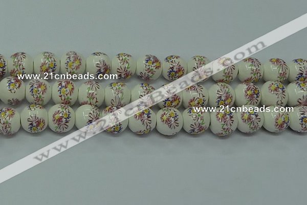 CPB571 15.5 inches 6mm round Painted porcelain beads