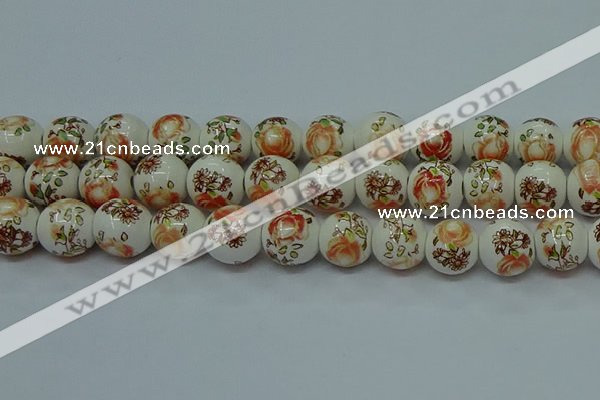 CPB671 15.5 inches 6mm round Painted porcelain beads