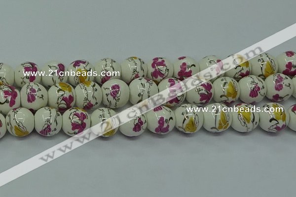CPB692 15.5 inches 8mm round Painted porcelain beads