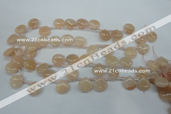 CPI20 Top-drilled 15*15mm flat teardrop pink aventurine jade beads
