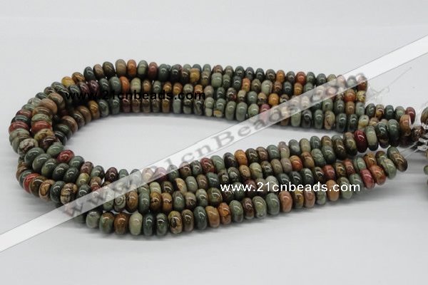 CPJ17 15.5 inches 3*6mm rondelle picasso jasper beads wholesale