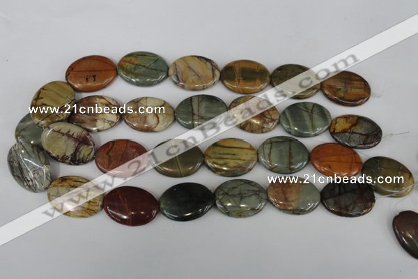 CPJ358 15.5 inches 22*30mm oval picasso jasper gemstone beads