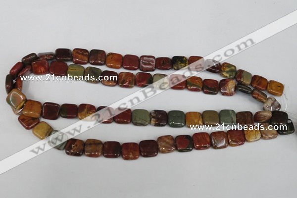 CPJ361 15.5 inches 12*12mm square picasso jasper gemstone beads