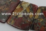 CPJ380 18*25mm - 26*32mm trapezoid picasso jasper & pyrite beads