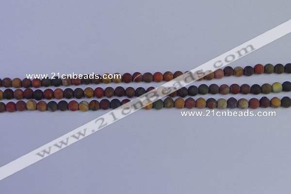 CPJ500 15.5 inches 4mm round matte picasso jasper beads wholeasle