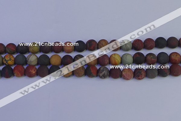 CPJ504 15.5 inches 12mm round matte picasso jasper beads wholesale