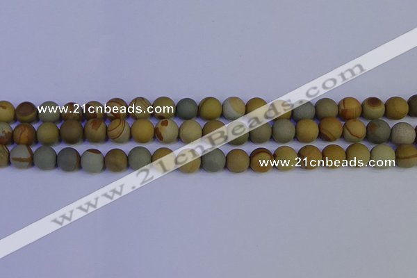 CPJ523 15.5 inches 10mm round matte wildhorse picture jasper beads
