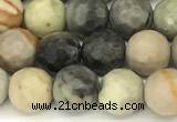 CPJ715 15 inches 6mm faceted round black picasso jasper beads