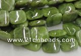CPO07 15.5 inches 10*10mm square olivine gemstone beads wholesale