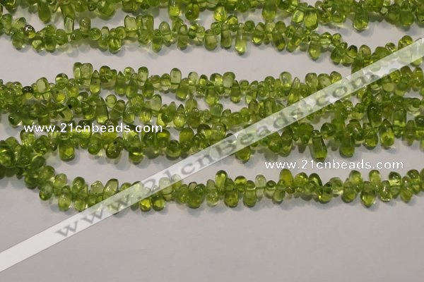 CPO115 Top-drilled 3*7mm teardrop natural peridot beads wholesale