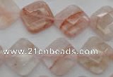 CPQ226 15.5 inches 15*15mm faceted diamond natural pink quartz beads
