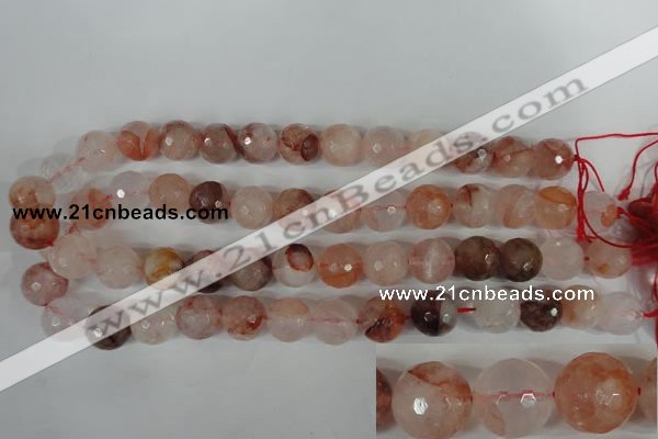 CPQ26 15.5 inches 14mm faceted round natural pink quartz beads