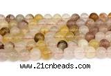 CPQ362 15.5 inches 8mm round pink & yellow quartz gemstone beads