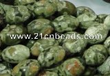 CPS11 15.5 inches 10*14mm rice green peacock stone beads wholesale