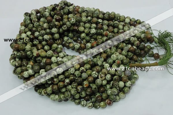 CPS111 15.5 inches 10mm round green peacock stone beads wholesale