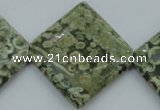 CPS146 15.5 inches 30*30mm diamond green peacock stone beads