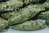 CPS15 15.5 inches 12*40mm rice green peacock stone beads wholesale