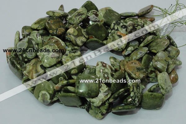 CPS22 15.5 inches 20*20mm rhombic green peacock stone beads wholesale