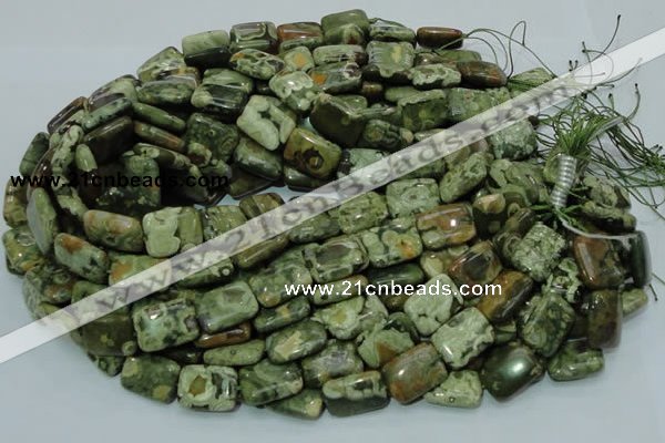 CPS26 15.5 inches 14*20mm rectangle green peacock stone beads