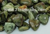 CPS31 15.5 inches 12*12mm triangle green peacock stone beads