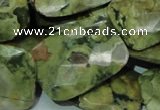 CPS82 15.5 inches 22*30mm faceted rectangle green peacock stone beads