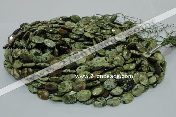 CPS91 15.5 inches 16*20mm faceted oval green peacock stone beads