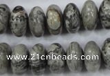 CPT160 15.5 inches 9*16mm rondelle grey picture jasper beads