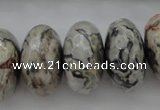 CPT197 15.5 inches 9*16mm faceted rondelle grey picture jasper beads
