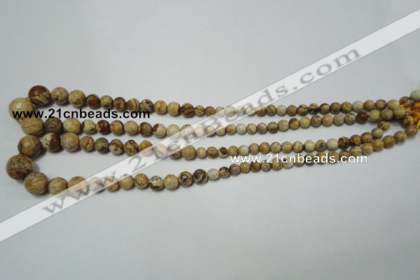 CPT510 15.5 inches 6mm – 14mm faceted round picture jasper beads