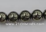 CPY206 15.5 inches 14mm round pyrite gemstone beads wholesale