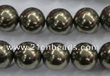 CPY26 16 inches 16mm round pyrite gemstone beads wholesale