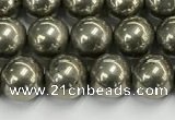CPY261 15.5 inches 6mm round pyrite gemstone beads wholesale