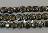 CPY300 15.5 inches 7mm flat round pyrite gemstone beads wholesale