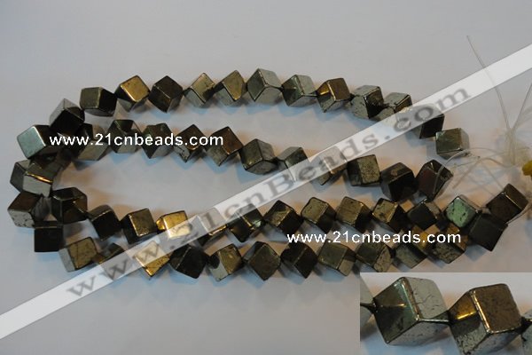 CPY358 15.5 inches 10*10mm cube pyrite gemstone beads wholesale