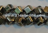 CPY361 15.5 inches 6*6mm faceted cube pyrite gemstone beads