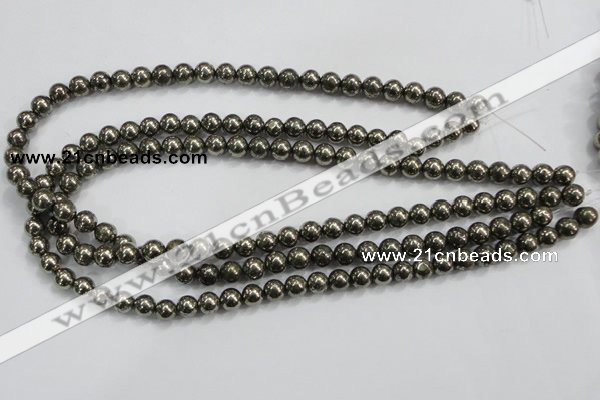 CPY47 16 inches 8mm round pyrite gemstone beads wholesale