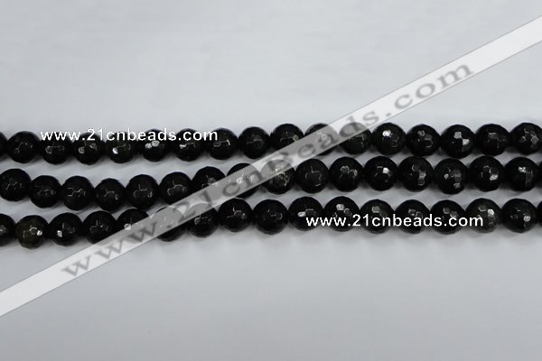 CPY502 15.5 inches 8mm faceted round natural chalcopyrite beads