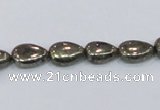 CPY576 15.5 inches 8*11mm flat teardrop pyrite gemstone beads