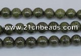 CPY750 15.5 inches 4mm round pyrite gemstone beads wholesale