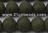 CPY817 15.5 inches 12mm round matte pyrite beads wholesale