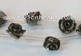 CPY91 15.5 inches 10mm carved rose pyrite gemstone beads wholesale