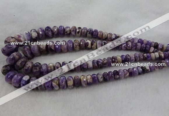 CRB1122 15.5 inches 5*8mm - 9*18mm faceted rondelle dogtooth amethyst beads
