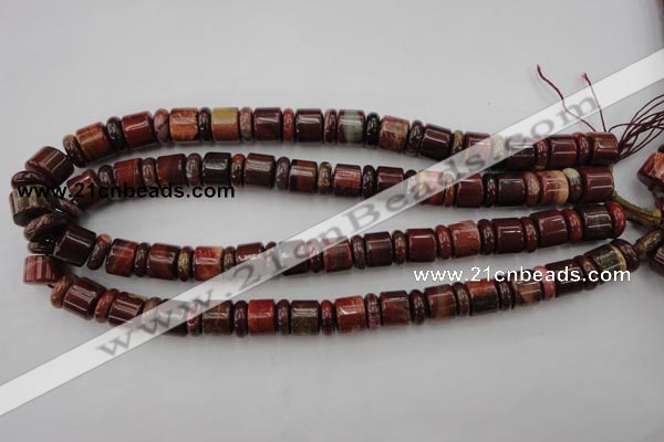 CRB140 15.5 inches 6*12mm & 10*12mm rondelle brecciated jasper beads