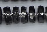CRB1424 15.5 inches 8*16mm faceted rondelle black tourmaline beads
