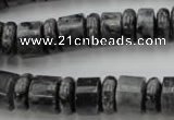 CRB147 15.5 inches 6*12mm & 10*12mm rondelle black labradorite beads