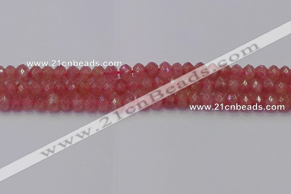 CRB1801 15.5 inches 5*8mm faceted rondelle strawberry quartz beads